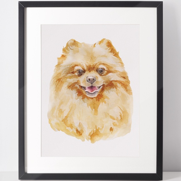 Other - Watercolor Pomeranian Red Dog Wall Art Illustration Print Poster Card Unframed